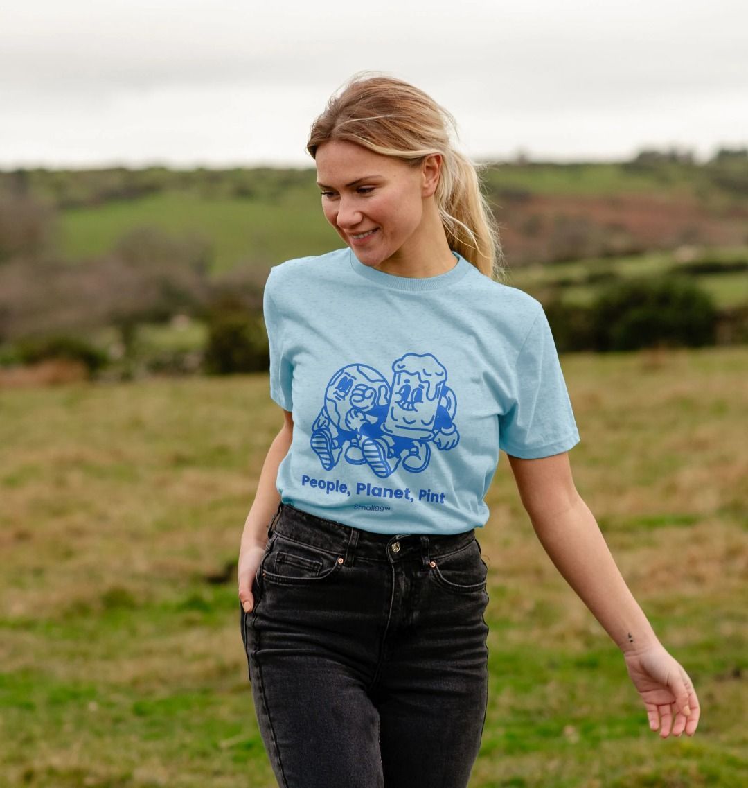 People Planet Pint Mascot T-shirt - Blue - Front