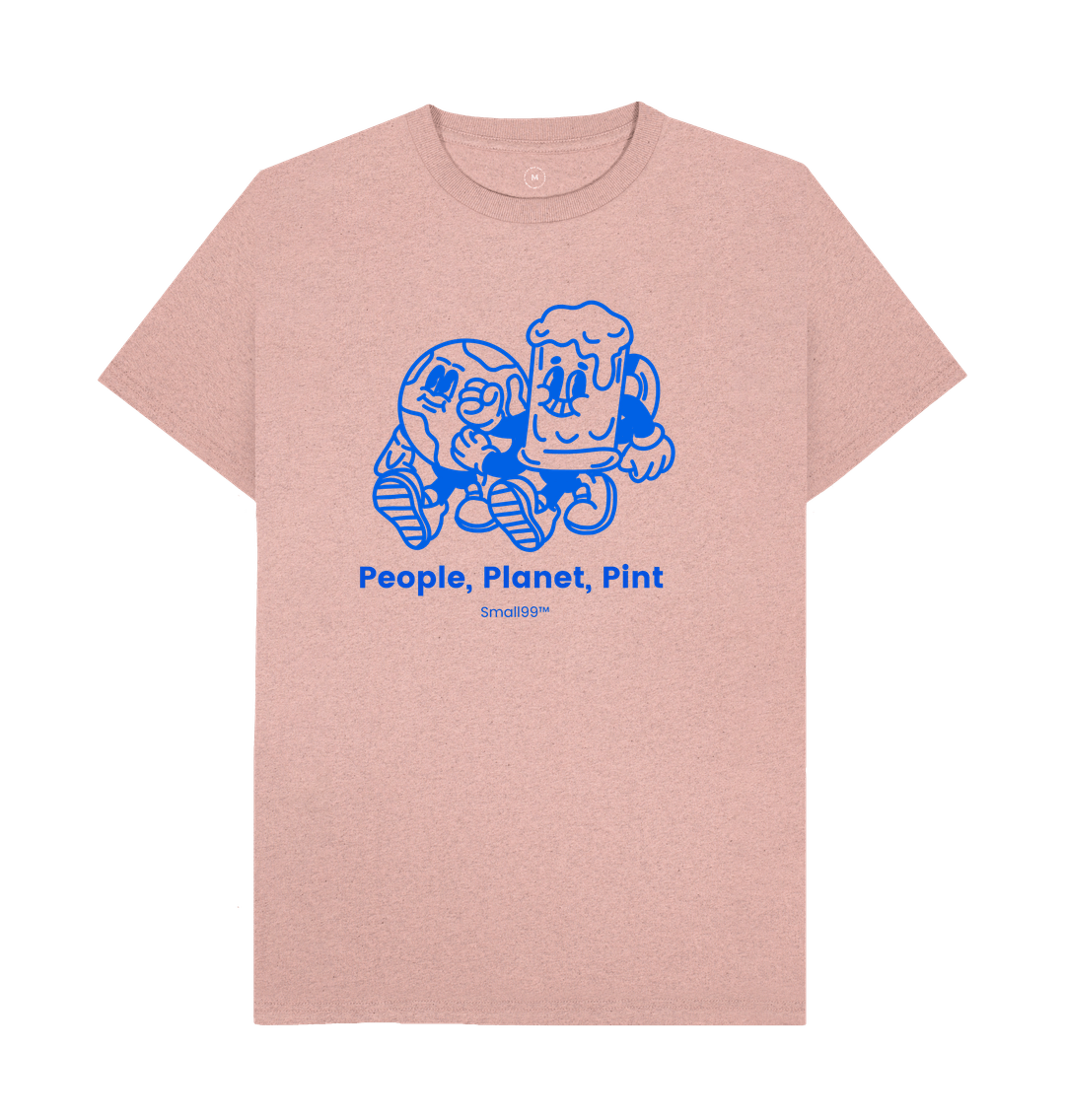 Sunset Pink People Planet Pint Mascot T-shirt - Blue - Front
