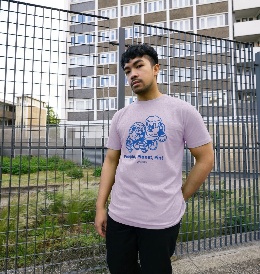 People Planet Pint Mascot T-shirt - Blue - Front