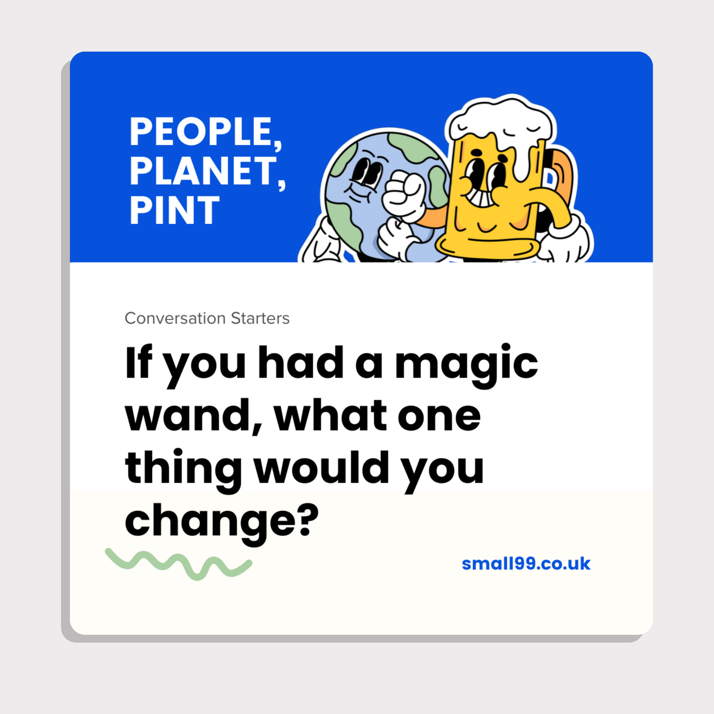 People Planet Pint Beermats - Conversation Starters - Standard Square (Pack of 10)