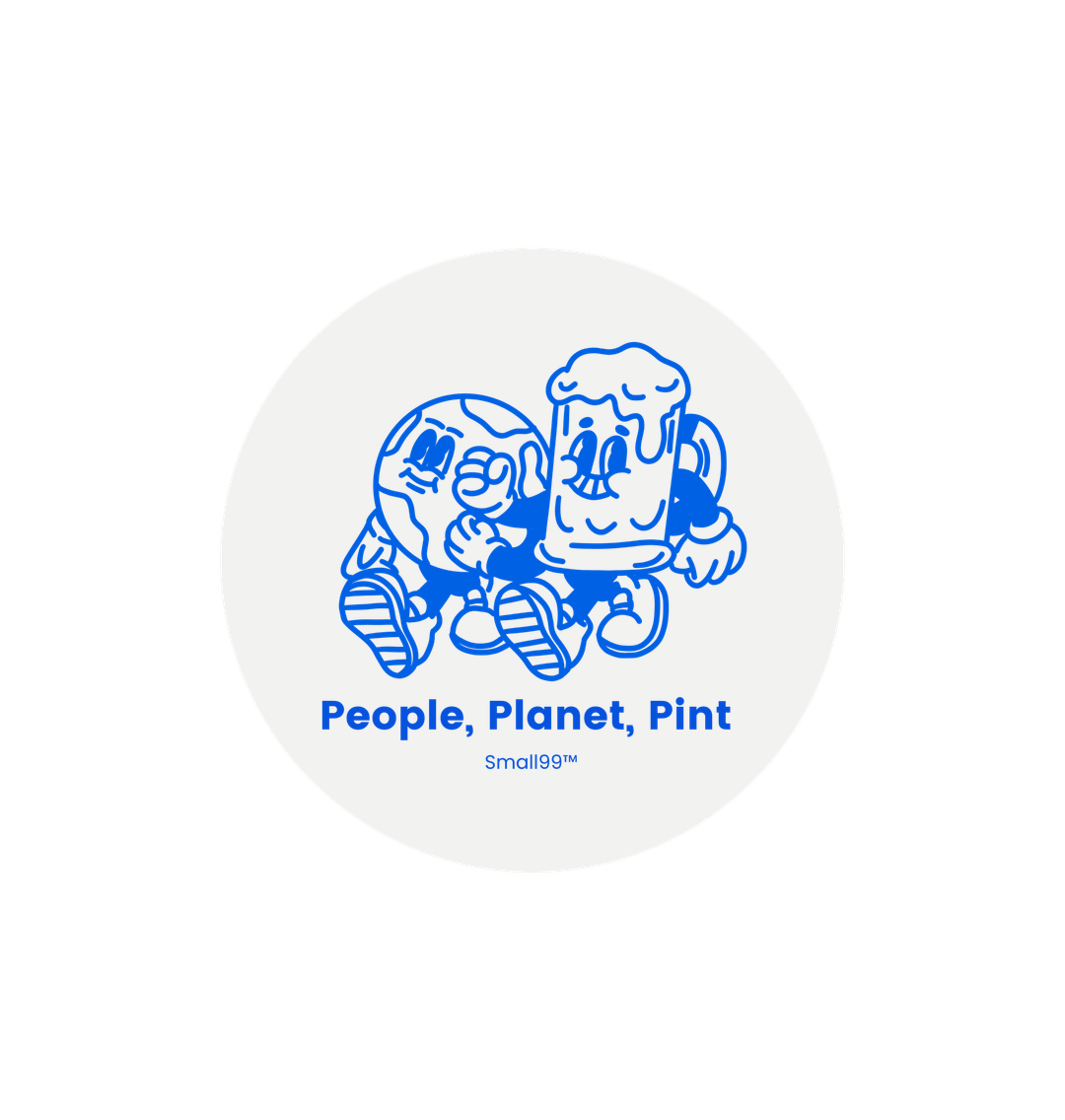 White People Planet Pint Mascot Sticker - Blue