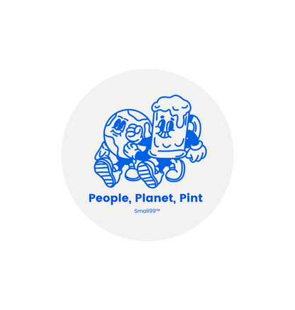 White People Planet Pint Mascot Sticker - Blue